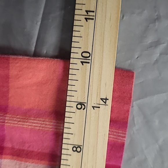 Pants Pink White Plaid Y Poplin Cotton Elastic waist draw string Preppy Hi Rise - Picture 8 of 10